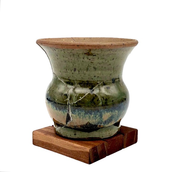 Kintsugi Vase Glazed Studio Pottery Gold Crack Personal Growth Gift Coming Soon! - Picture 3 of 10